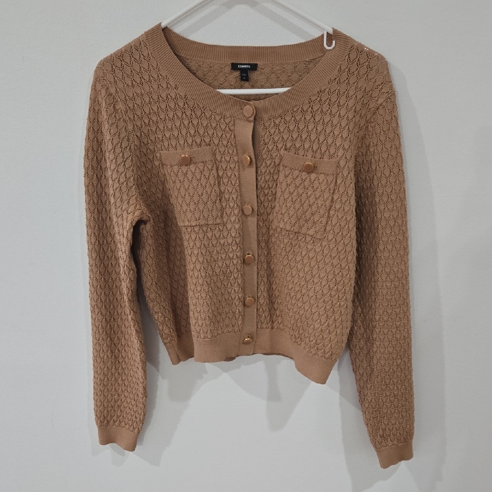 Express Sz Medium Women's Camel Cardigan Sweater